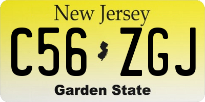 NJ license plate C56ZGJ