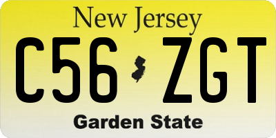 NJ license plate C56ZGT