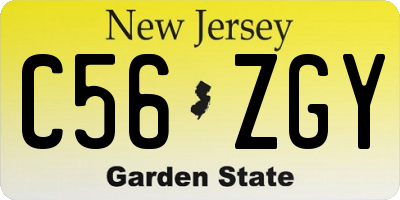 NJ license plate C56ZGY