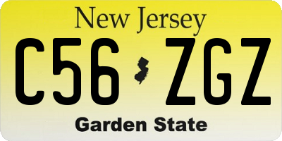NJ license plate C56ZGZ