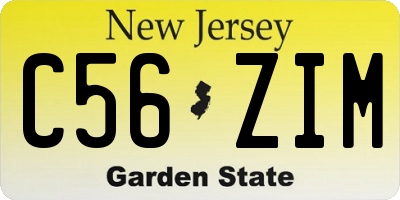 NJ license plate C56ZIM