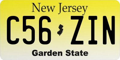 NJ license plate C56ZIN