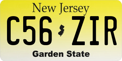 NJ license plate C56ZIR