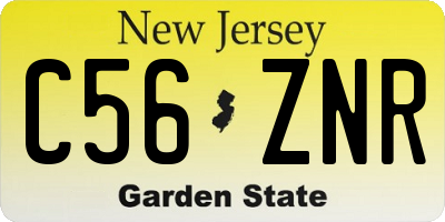 NJ license plate C56ZNR