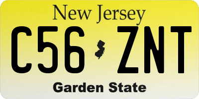 NJ license plate C56ZNT