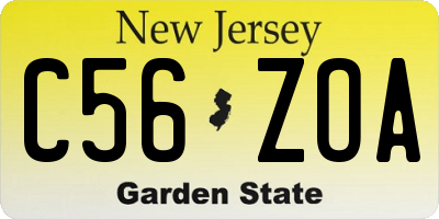 NJ license plate C56ZOA