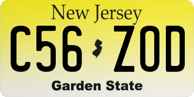 NJ license plate C56ZOD