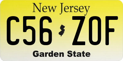 NJ license plate C56ZOF