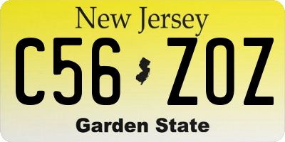 NJ license plate C56ZOZ