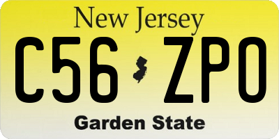 NJ license plate C56ZPO