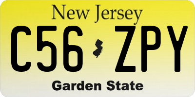 NJ license plate C56ZPY