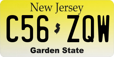 NJ license plate C56ZQW