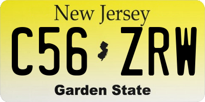NJ license plate C56ZRW