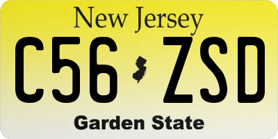NJ license plate C56ZSD