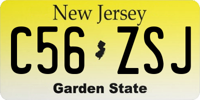 NJ license plate C56ZSJ