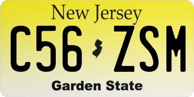 NJ license plate C56ZSM