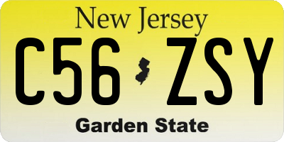NJ license plate C56ZSY