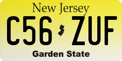 NJ license plate C56ZUF