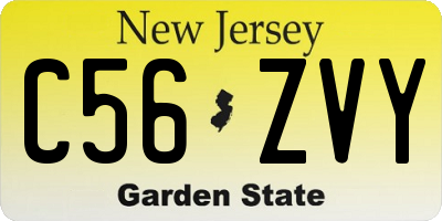 NJ license plate C56ZVY