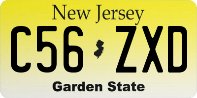 NJ license plate C56ZXD