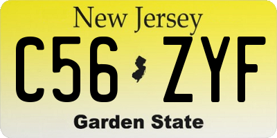 NJ license plate C56ZYF