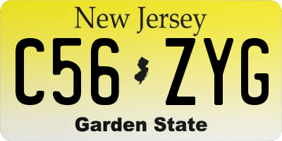 NJ license plate C56ZYG