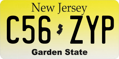 NJ license plate C56ZYP