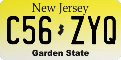 NJ license plate C56ZYQ