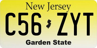 NJ license plate C56ZYT