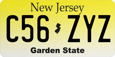 NJ license plate C56ZYZ