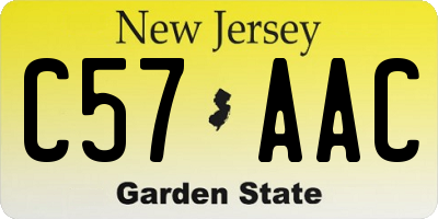 NJ license plate C57AAC