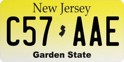 NJ license plate C57AAE