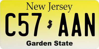 NJ license plate C57AAN