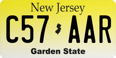 NJ license plate C57AAR