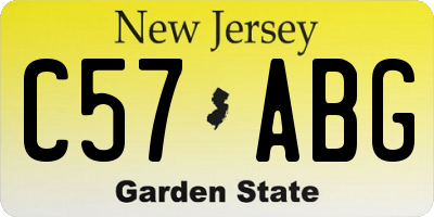 NJ license plate C57ABG