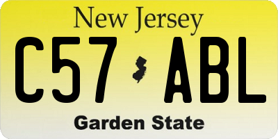 NJ license plate C57ABL