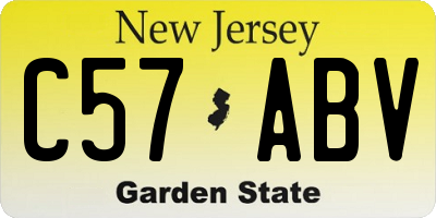 NJ license plate C57ABV