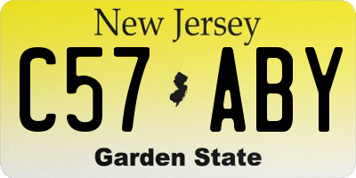 NJ license plate C57ABY