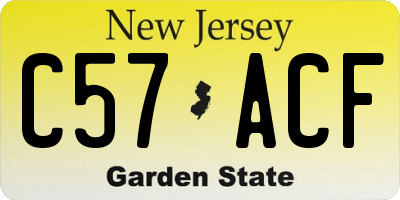 NJ license plate C57ACF