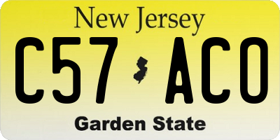 NJ license plate C57ACO
