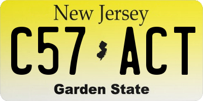 NJ license plate C57ACT