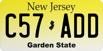 NJ license plate C57ADD