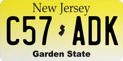 NJ license plate C57ADK