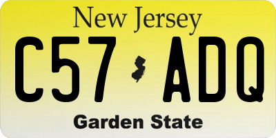 NJ license plate C57ADQ