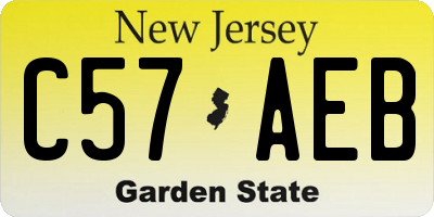 NJ license plate C57AEB