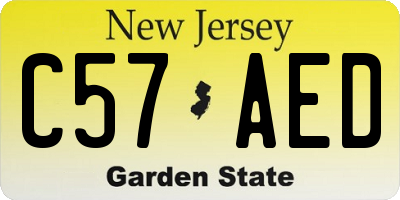 NJ license plate C57AED