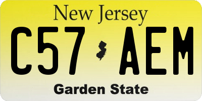NJ license plate C57AEM