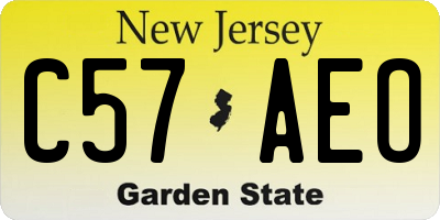 NJ license plate C57AEO