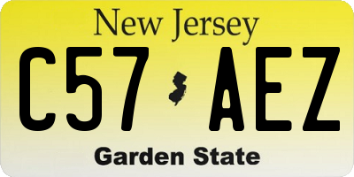 NJ license plate C57AEZ