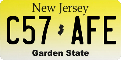 NJ license plate C57AFE